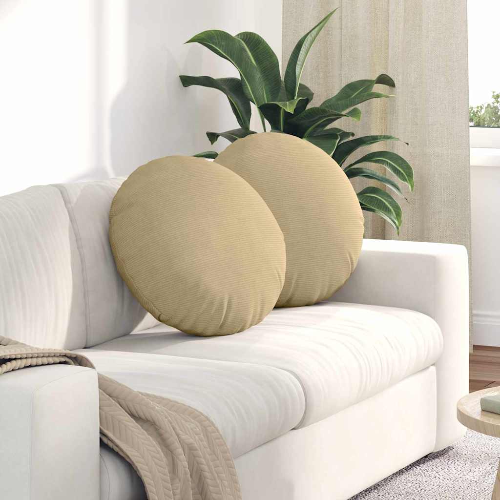 Seat Cushions 2 pcs Grey-Green Ø 50 cm Corduroy