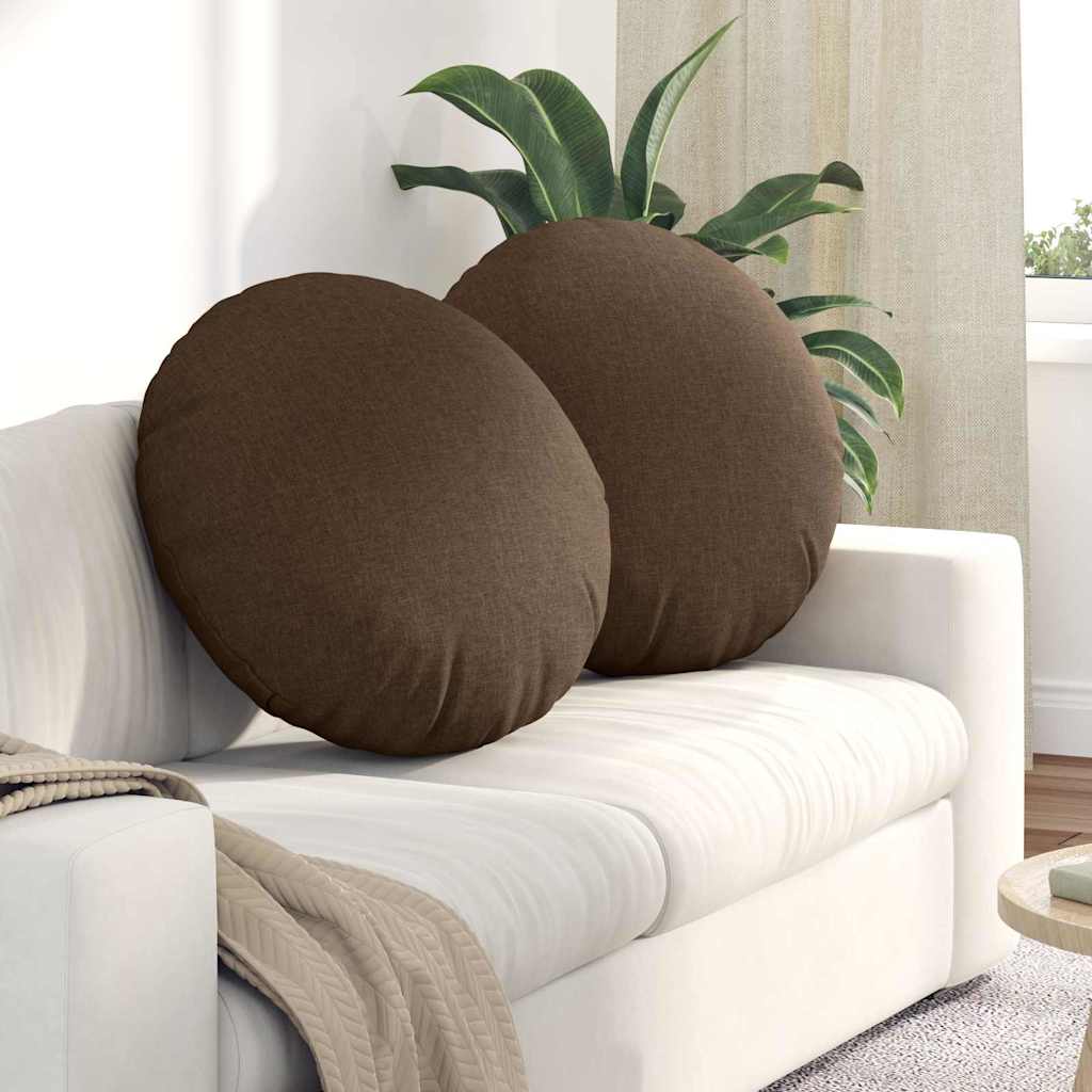 Coussins d'assise 2 pcs Marron Ø60 x 21 cm Tissu