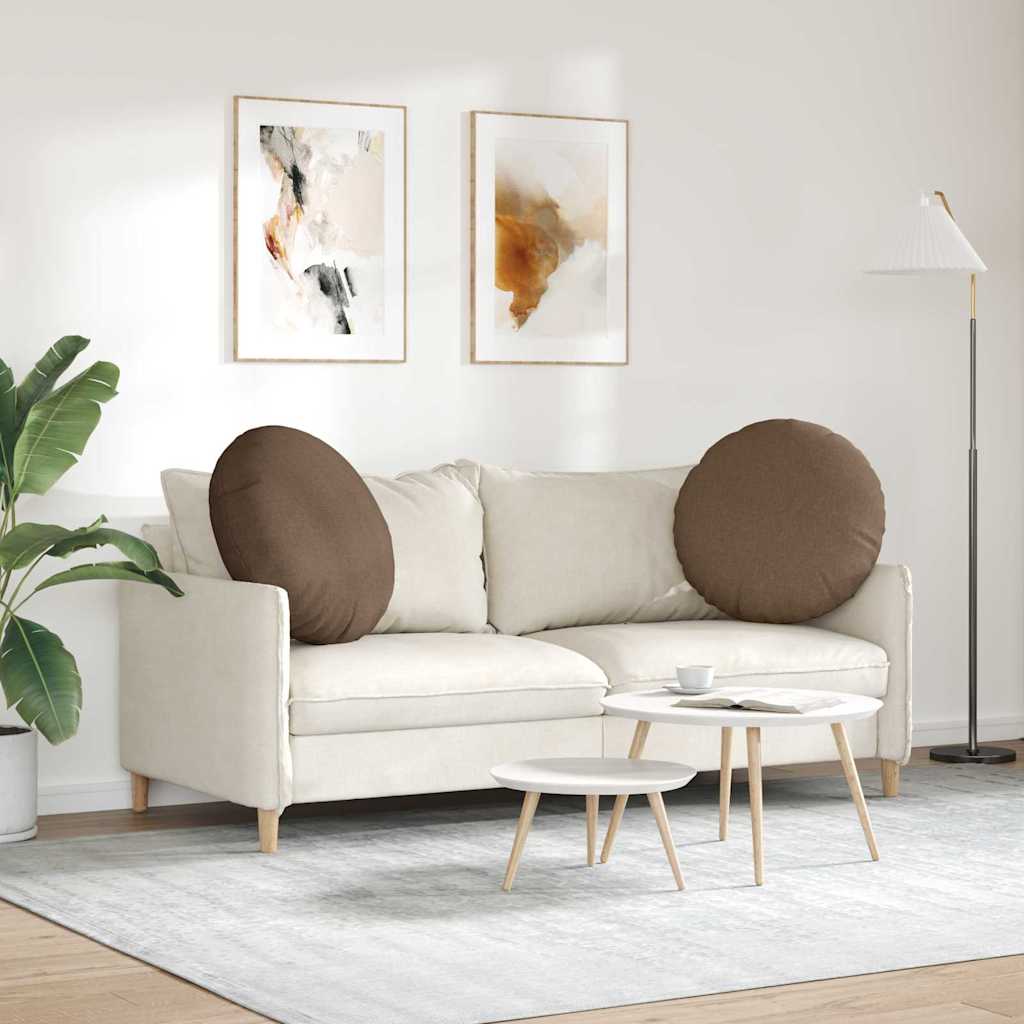 Coussins d'assise 2 pcs Marron Ø60 x 21 cm Tissu