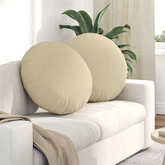 Sitzkissen 2 pcs Creme Ø60 x 21 cm Stoff