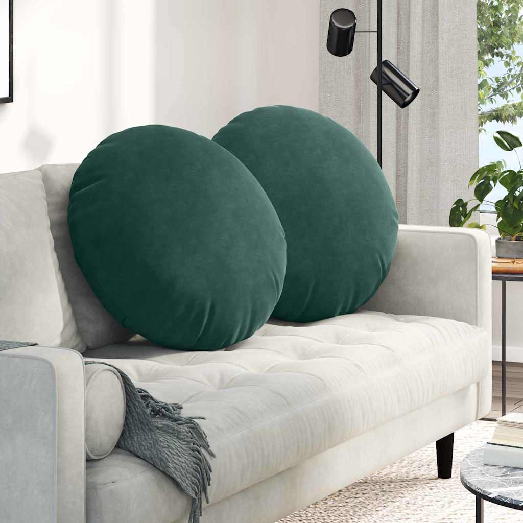 Coussins de sol 2 pièces vert foncé Ø 60 x 21 cm velours