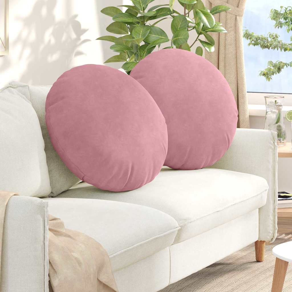 Seat Cushion 2 Pieces Pink Ø 60 x 21 cm Velvet