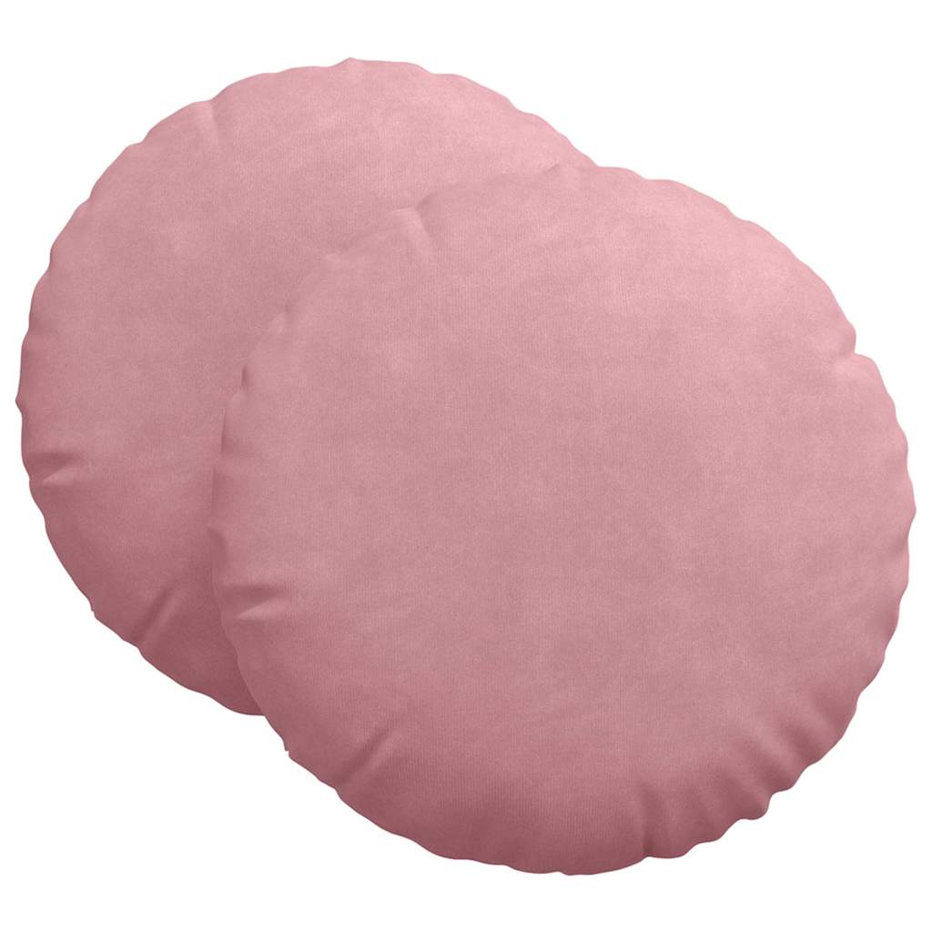 Seat Cushion 2 Pieces Pink Ø 60 x 21 cm Velvet