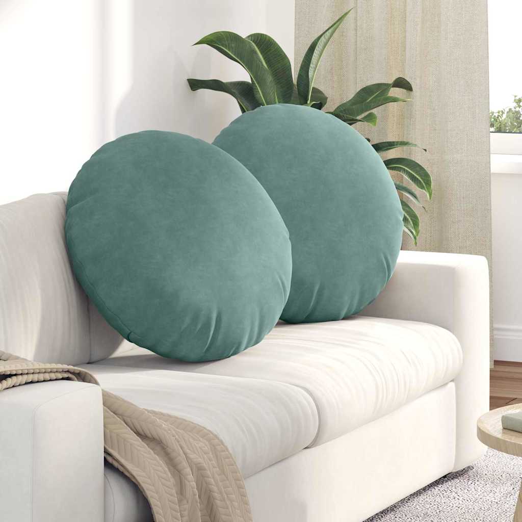 Coussins de sol 2 pièces vert mer Ø 60 x 21 cm velours