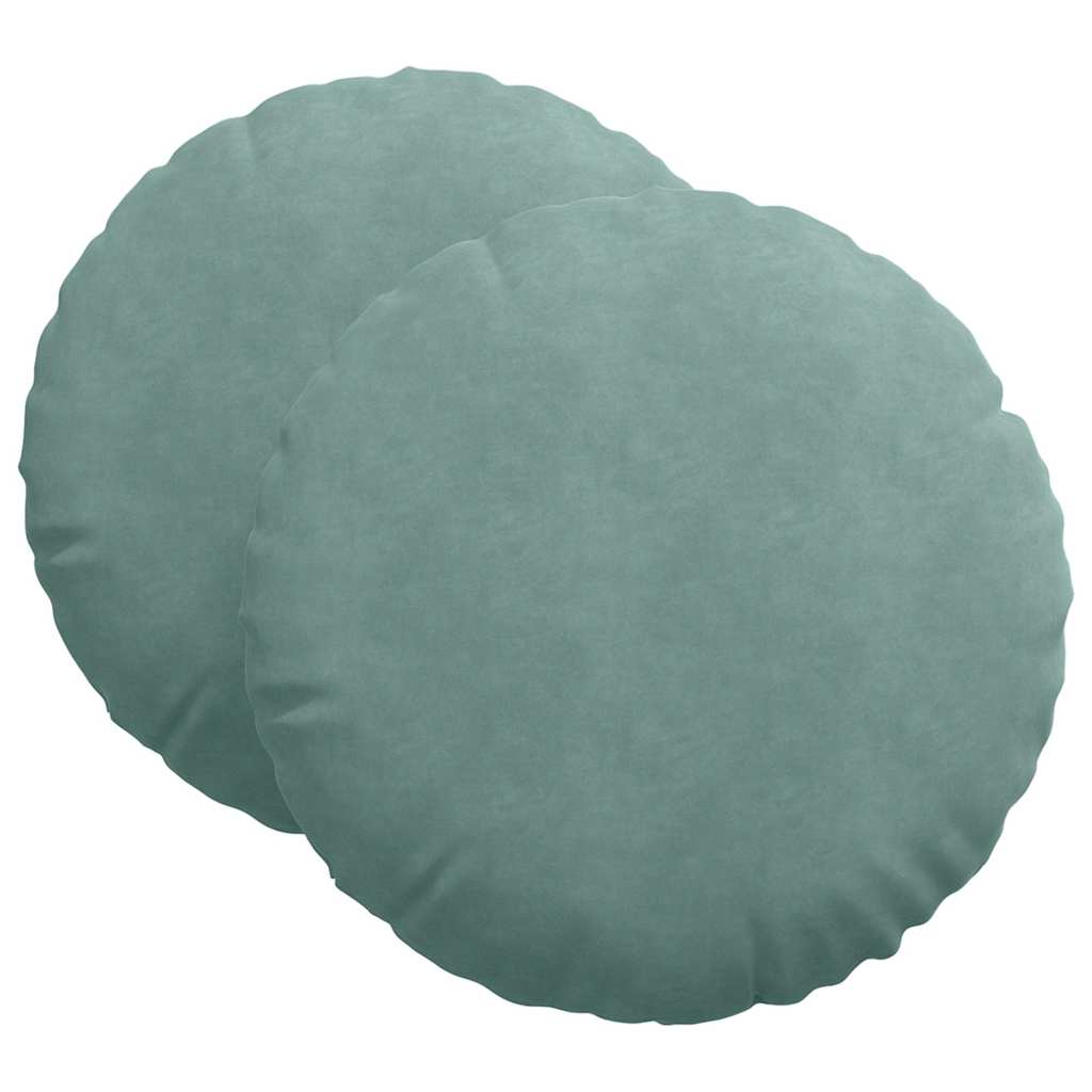 Coussins de sol 2 pièces vert mer Ø 60 x 21 cm velours