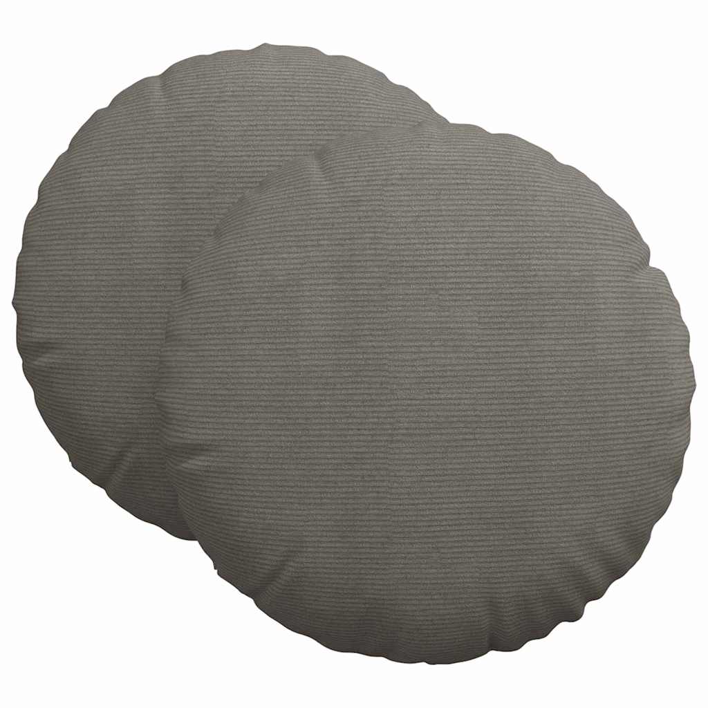 Coussins d'assise 2 pcs gris clair Ø 60 cm velours côtelé