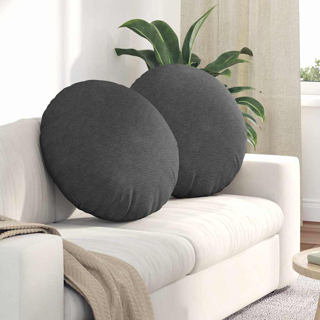 Seat cushions 2 pcs Dark Grey Ø 60 cm Corduroy