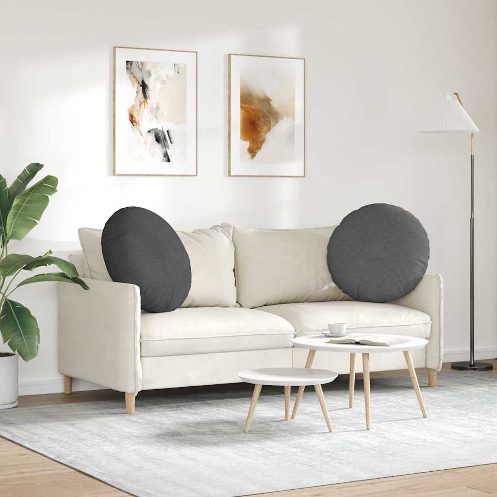 Seat cushions 2 pcs Dark Grey Ø 60 cm Corduroy