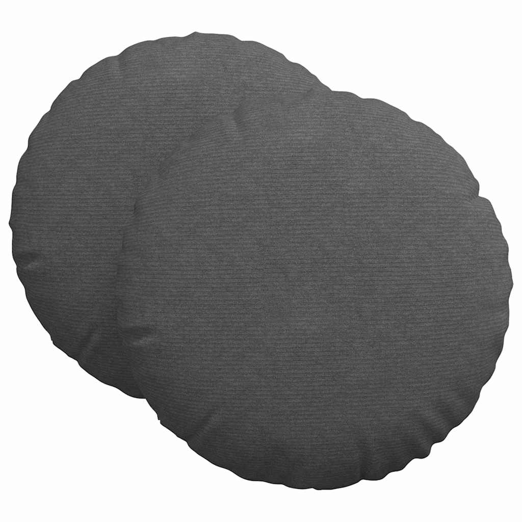 Seat cushions 2 pcs Dark Grey Ø 60 cm Corduroy