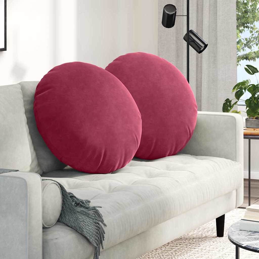 Coussins de sol 2 pcs Rouge bordeaux Ø 80 x 29 cm Velours