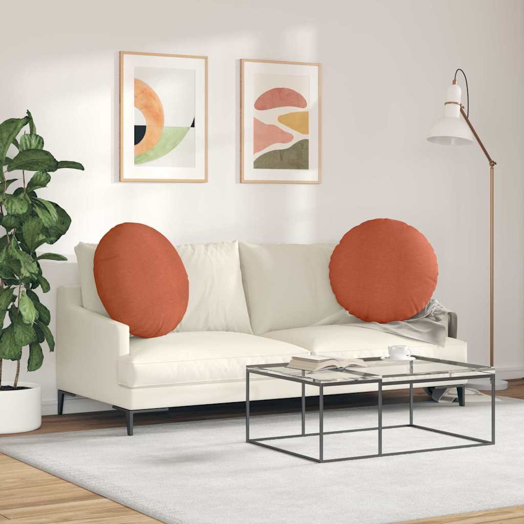 Seat Cushions 2 pcs Red-Orange Ø 80 cm Corduroy