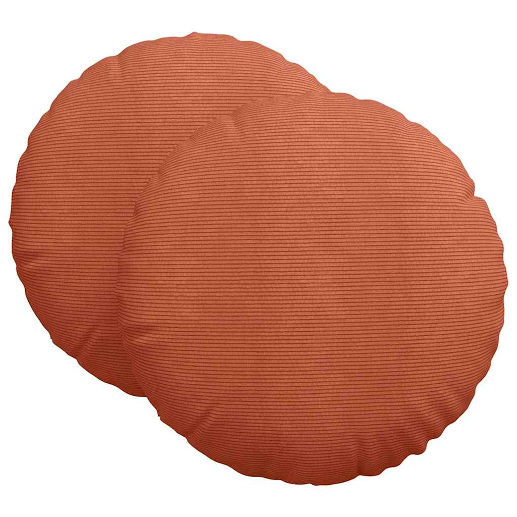Seat Cushions 2 pcs Red-Orange Ø 80 cm Corduroy