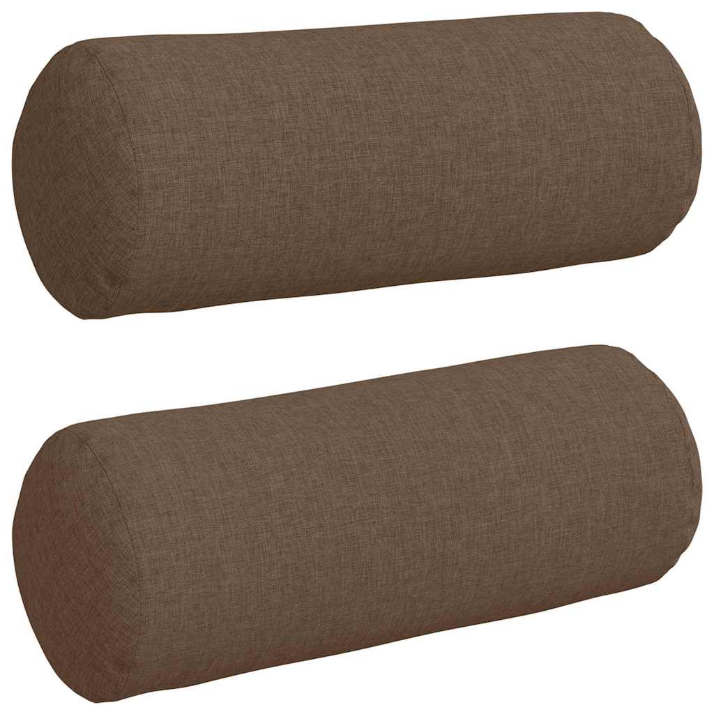 Traversins 2 pièces Marron Ø 15 x 40 cm Tissu