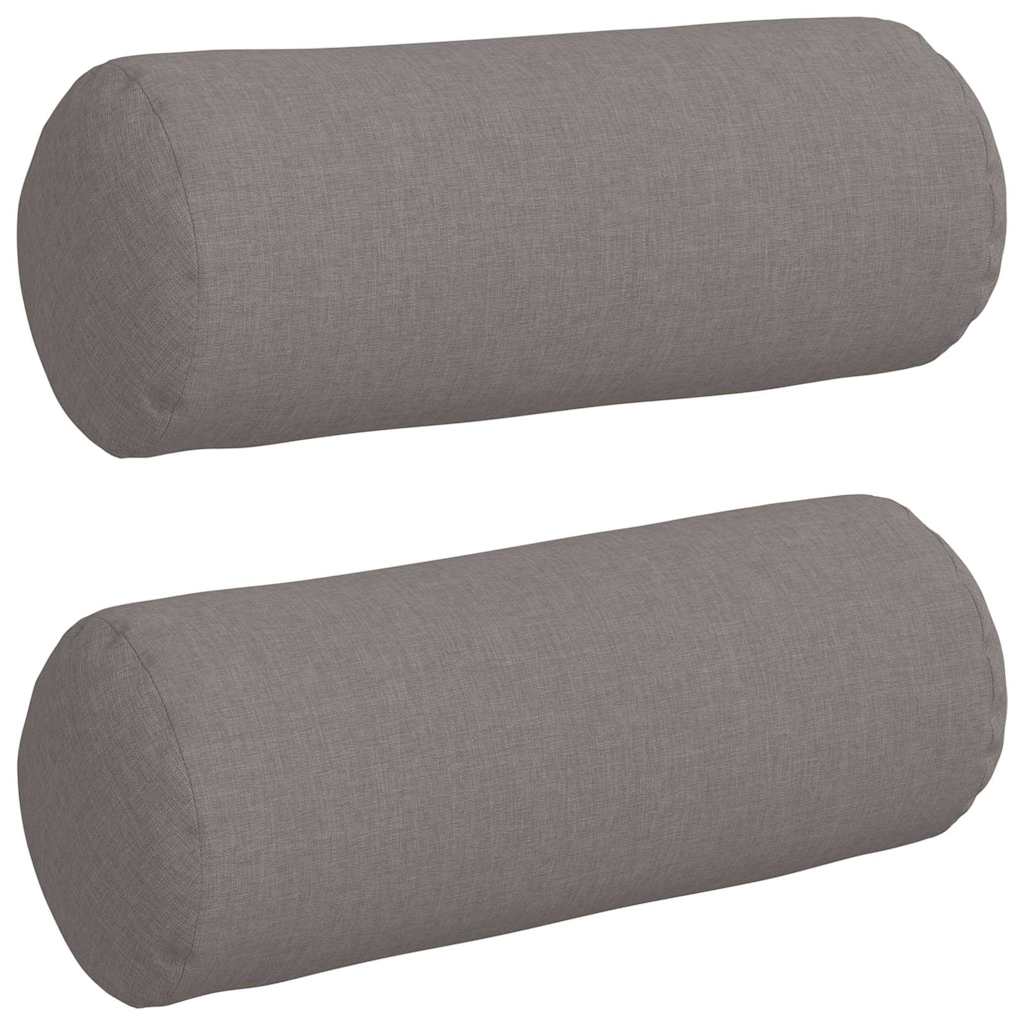 Bolster Cushions 2 Pieces Taupe Ø 15 x 40 cm Fabric