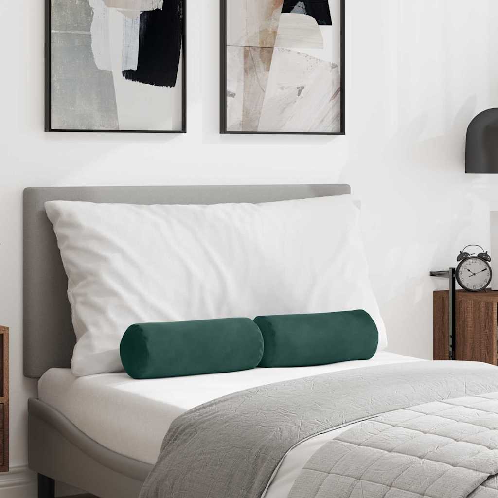 Bolster Cushions 2 Pieces Dark Green Ø 15 x 40 cm Corduroy Fabric