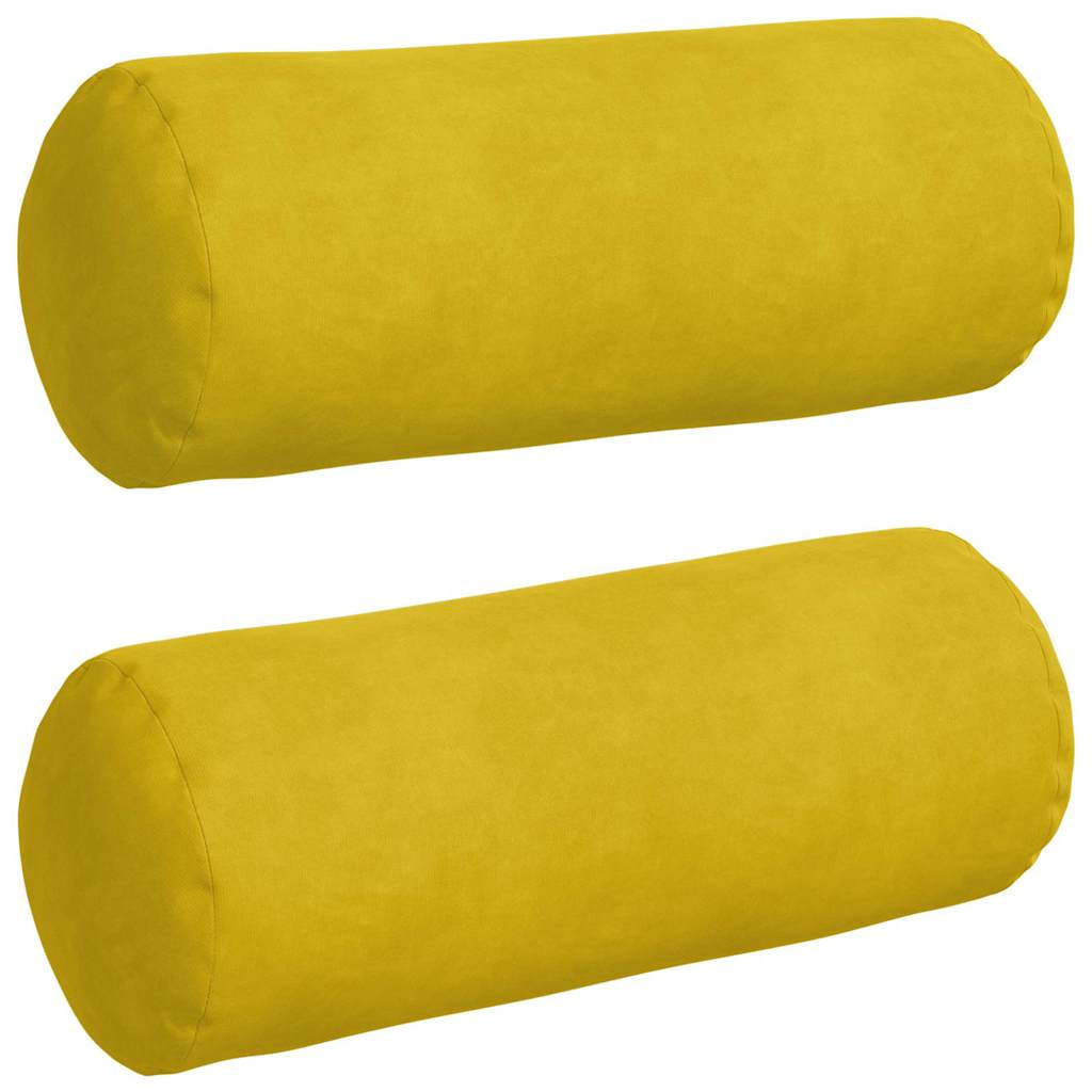 Bolster Cushions 2 Pieces Yellow Ø 15 x 40 cm Corduroy Fabric