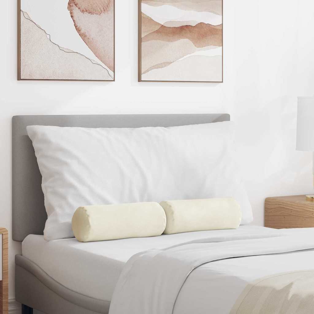 Bolster Cushions 2 Pack Cream Ø 15 x 40 cm Cord Fabric
