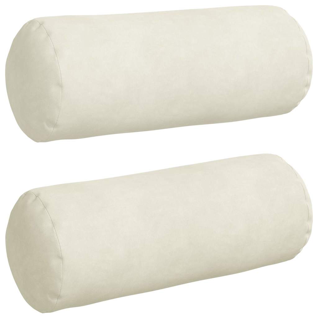 Bolster Cushions 2 Pack Cream Ø 15 x 40 cm Cord Fabric