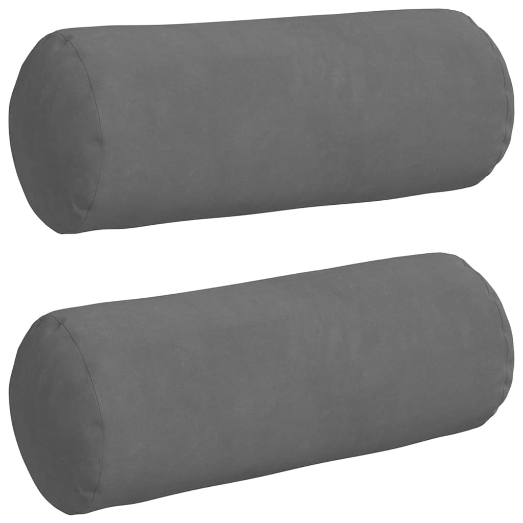 Bolster Pillows 2 Pieces Dark Gray Ø 15 x 40 cm Microfiber Fabric