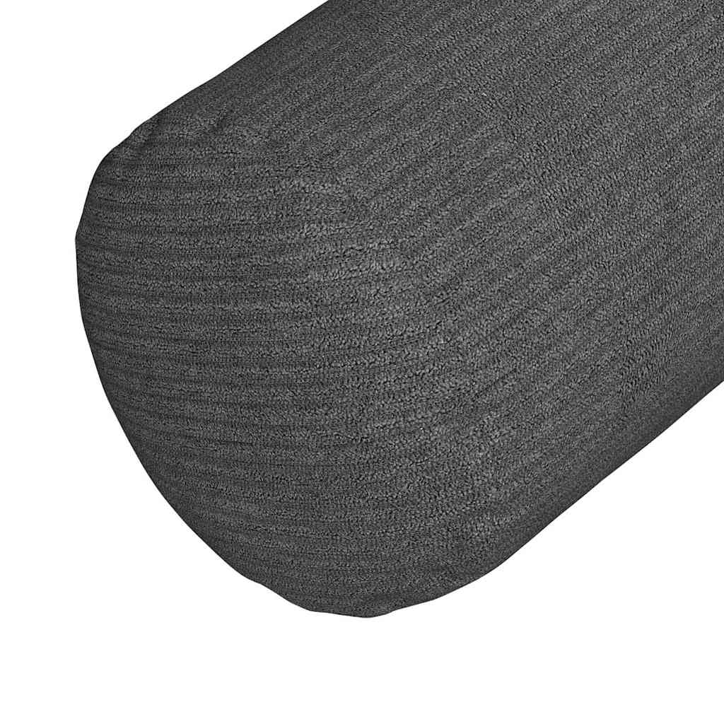 Bolster Cushions 2 Pack Dark Grey Ø 15 x 40 cm Corduroy