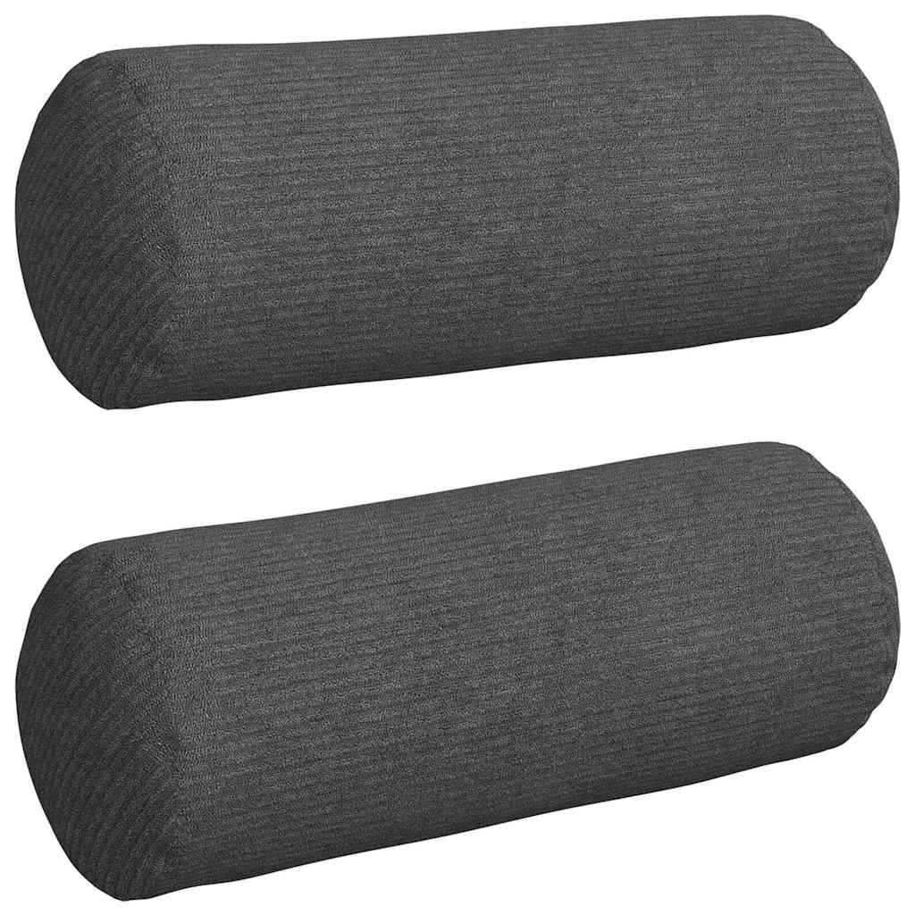 Bolster Cushions 2 Pack Dark Grey Ø 15 x 40 cm Corduroy