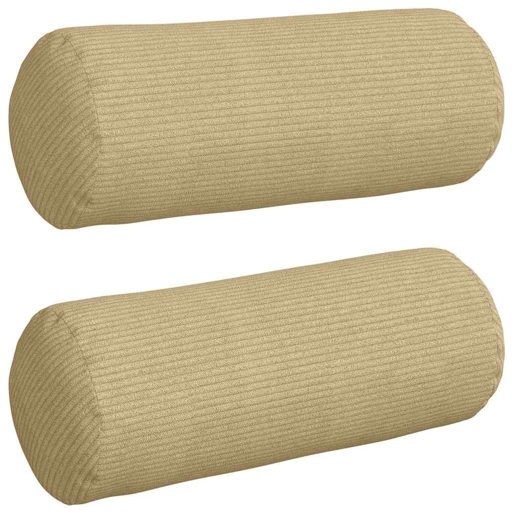 Bolster Pillows 2 Pieces Gray-Green Ø 15 x 40 cm Corduroy Fabric