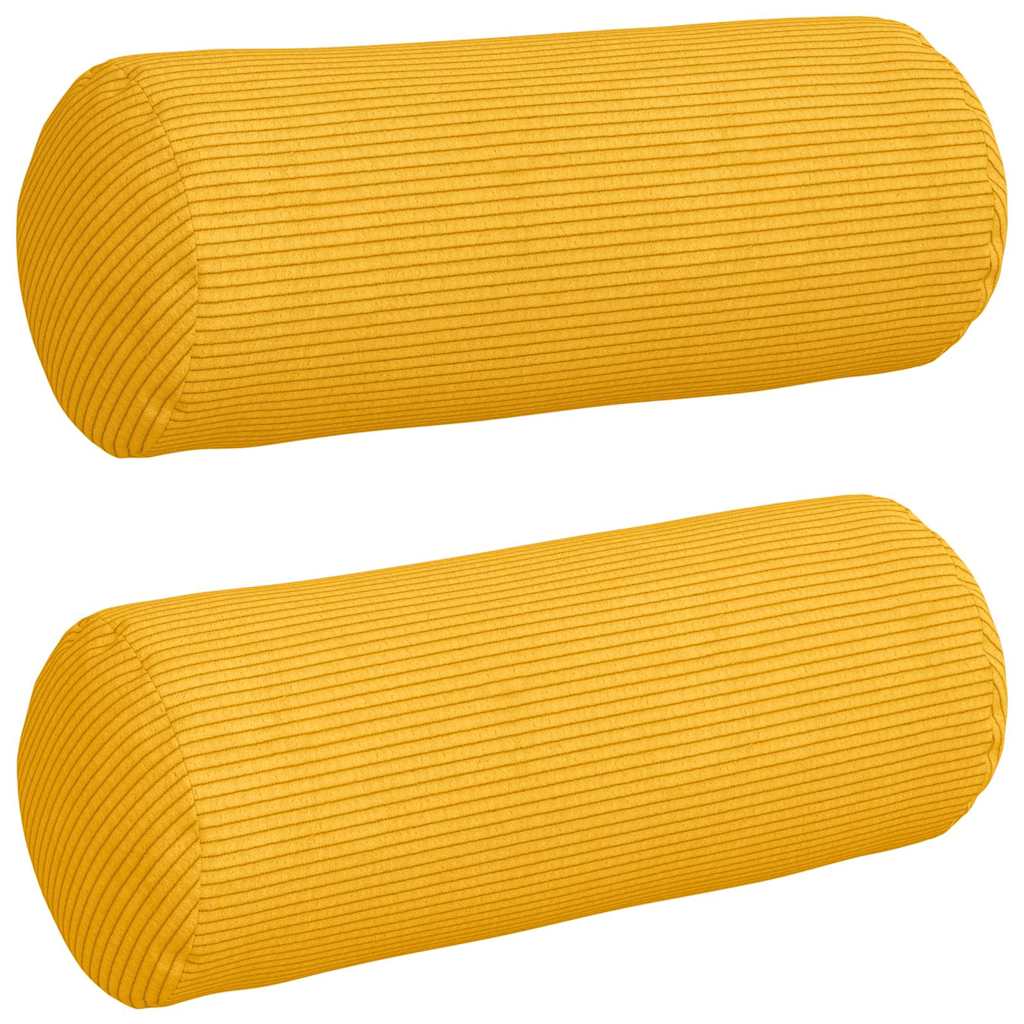 Bolster Pillows 2 Pieces Light Yellow Ø 15 x 40 cm Corduroy Fabric