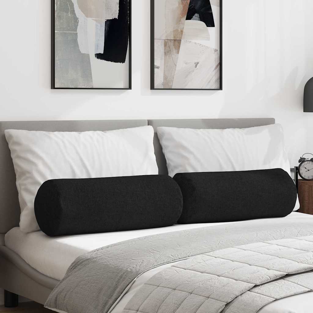 Traversin 2 pièces noir Ø 25 x 70 cm tissu