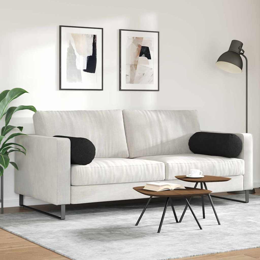 Traversin 2 pièces noir Ø 25 x 70 cm tissu