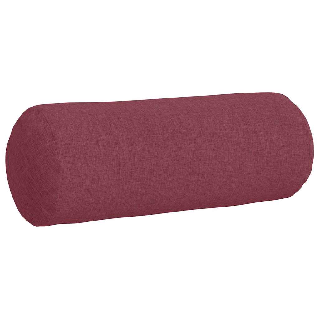 Bolster Cushions, 2 pieces, Wine Red, Ø 25 x 70 cm, Fabric