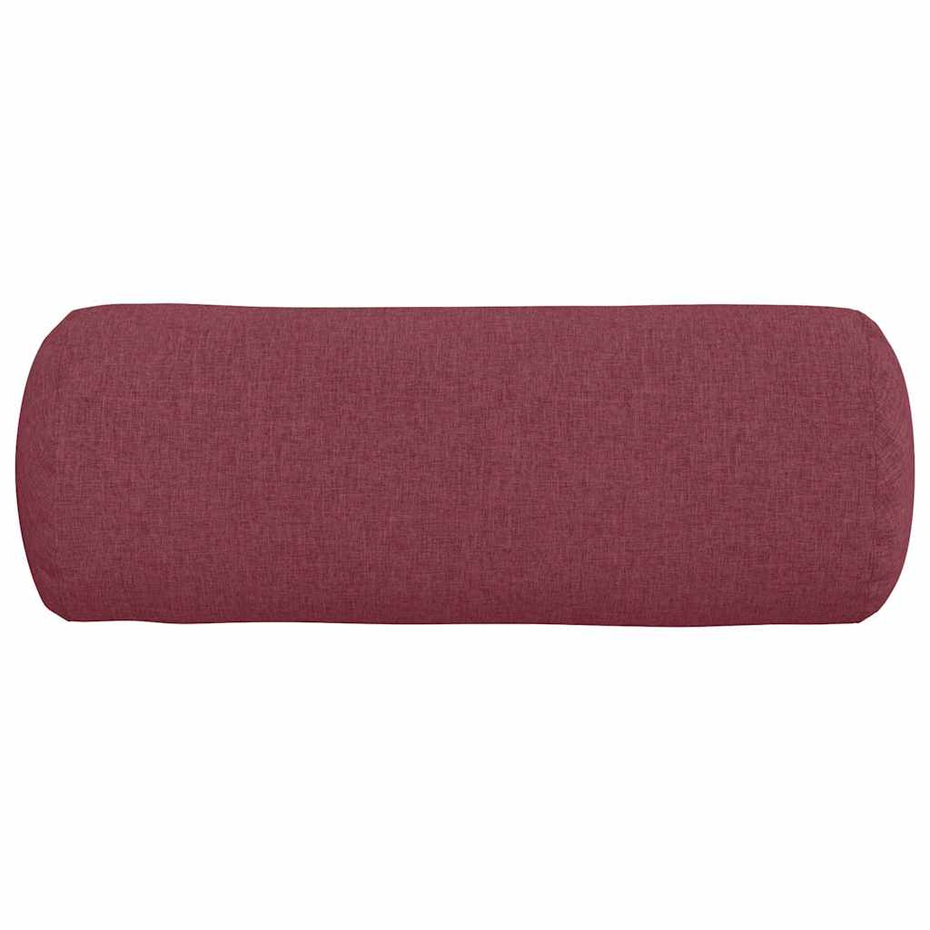 Bolster Cushions, 2 pieces, Wine Red, Ø 25 x 70 cm, Fabric