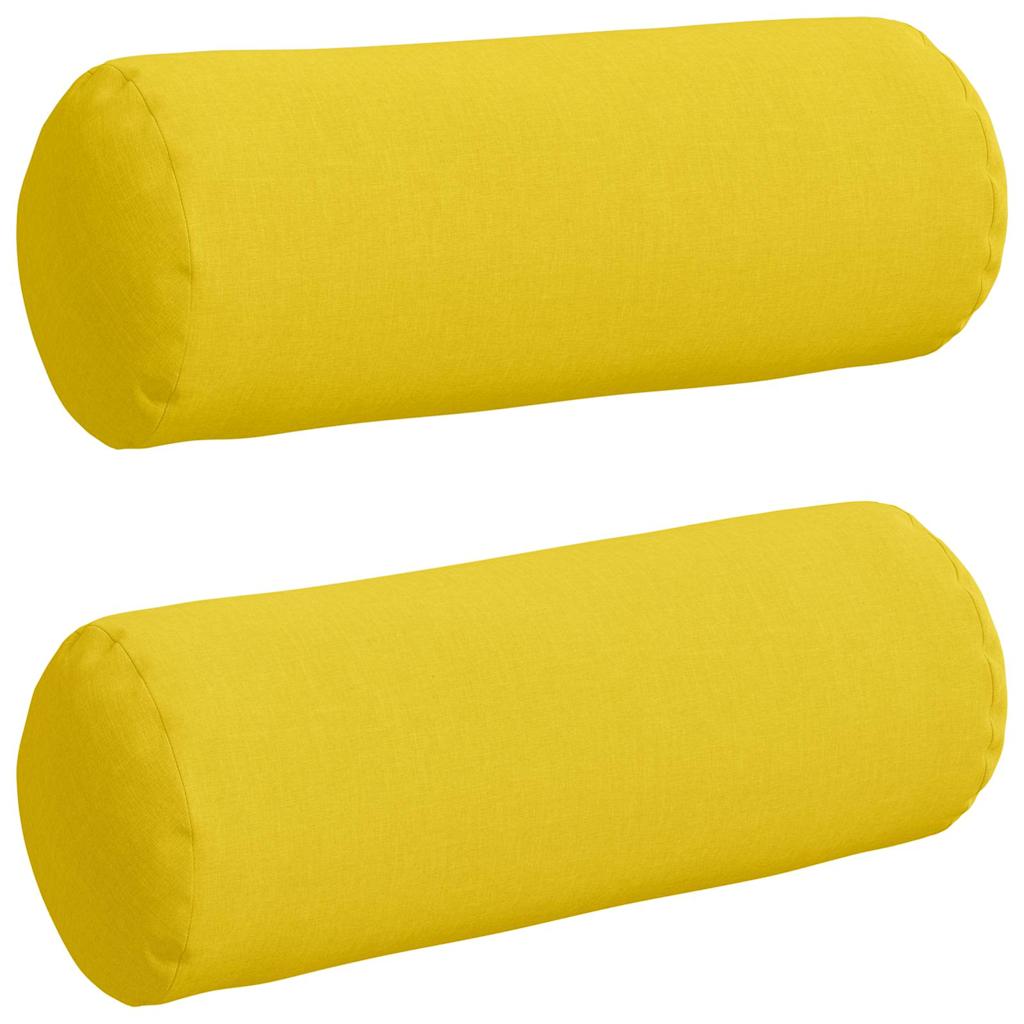 Bolster Cushions 2 Pieces Light Yellow Ø 25 x 70 cm Fabric