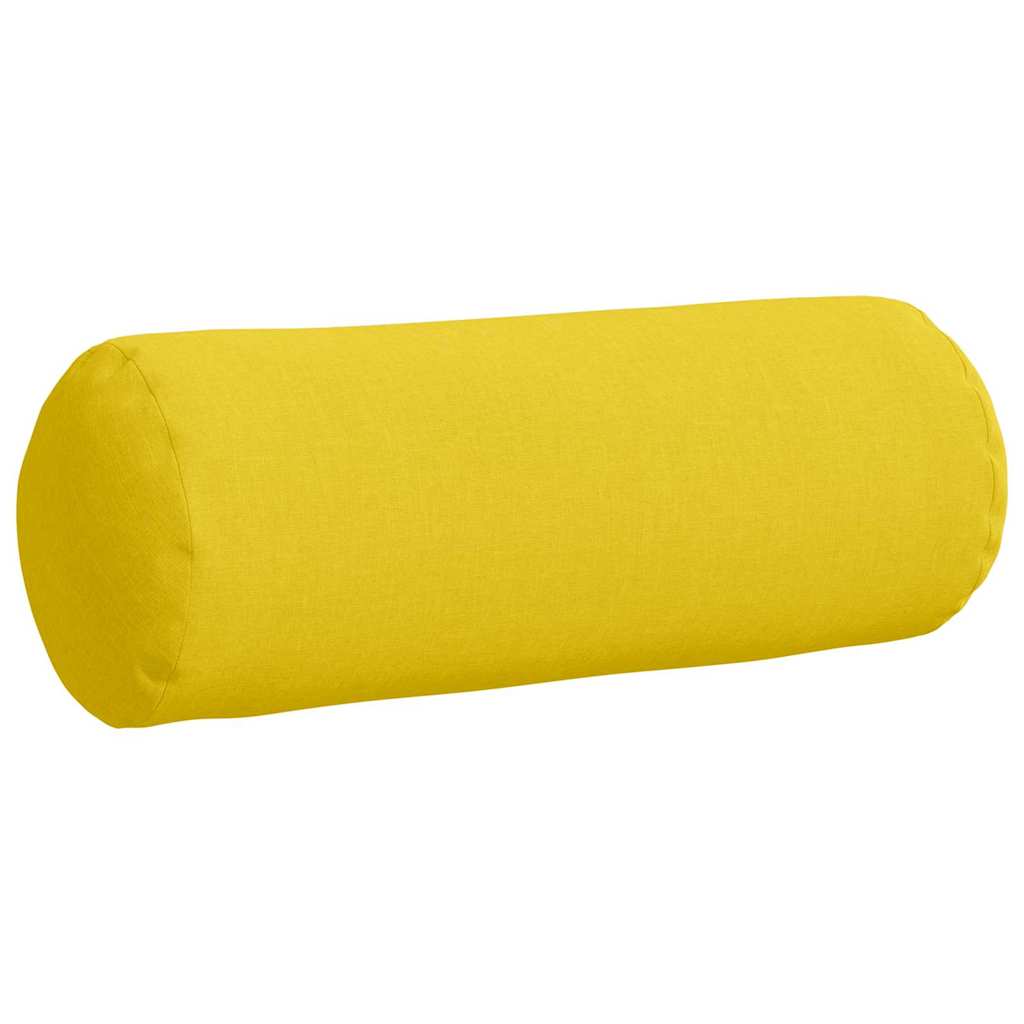 Bolster Cushions 2 Pieces Light Yellow Ø 25 x 70 cm Fabric