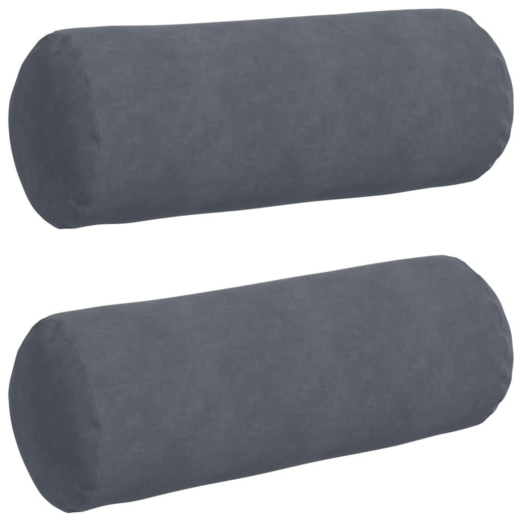 Bolster Cushions, 2-pack, Dark Grey, Ø 25 x 70 cm, Corduroy