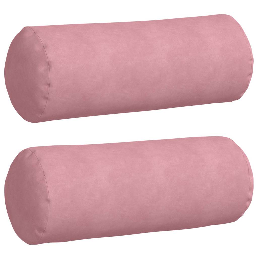 Bolster Pillows, 2 Pieces, Pink, Ø 25 x 70 cm Corduroy