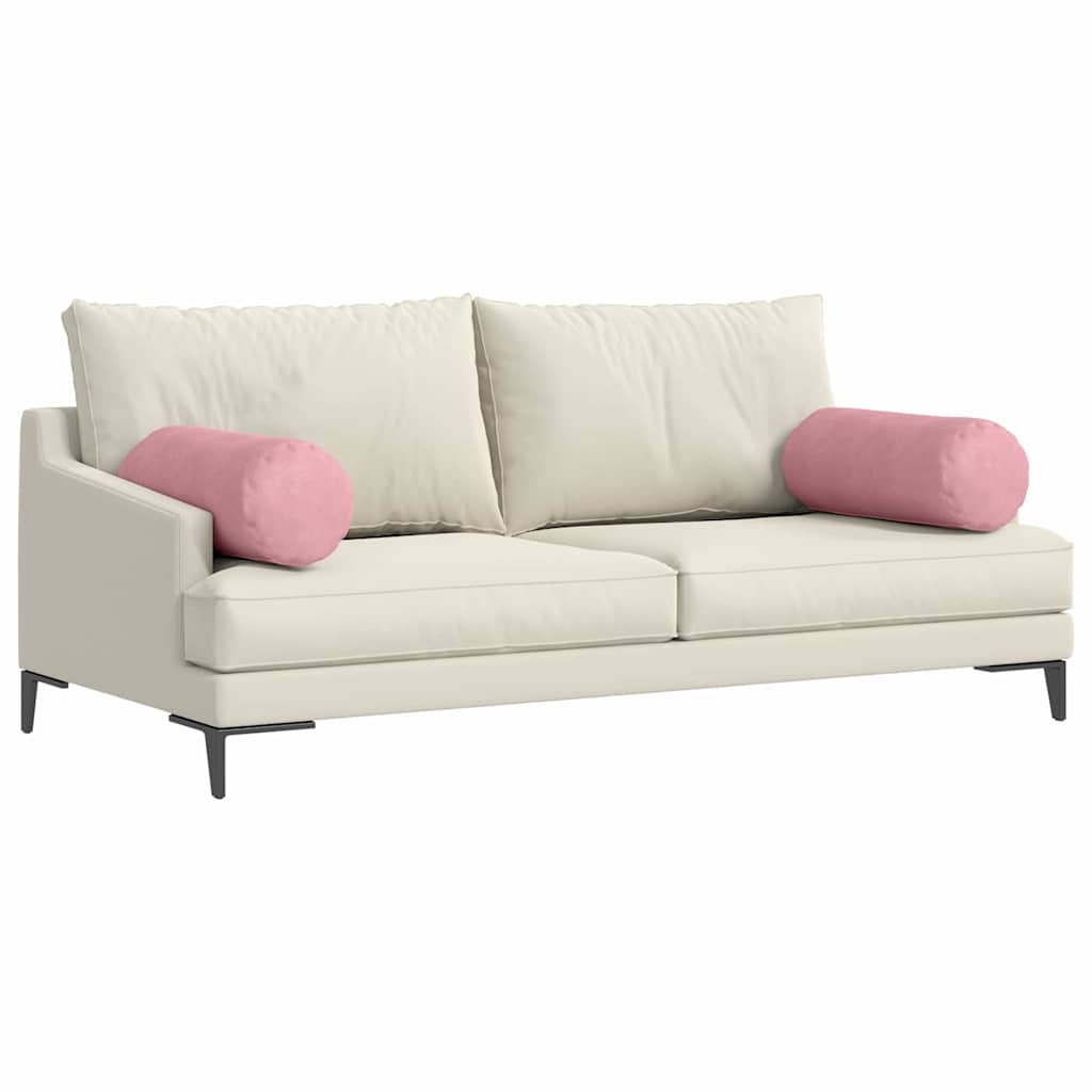 Bolster Pillows, 2 Pieces, Pink, Ø 25 x 70 cm Corduroy