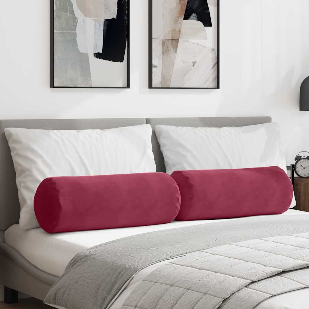 Bolster Cushions 2 Pieces Wine Red Ø 25 x 70 cm Corduroy Fabric