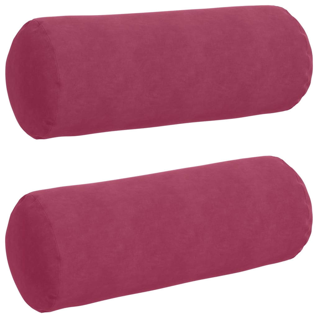 Bolster Cushions 2 Pieces Wine Red Ø 25 x 70 cm Corduroy Fabric