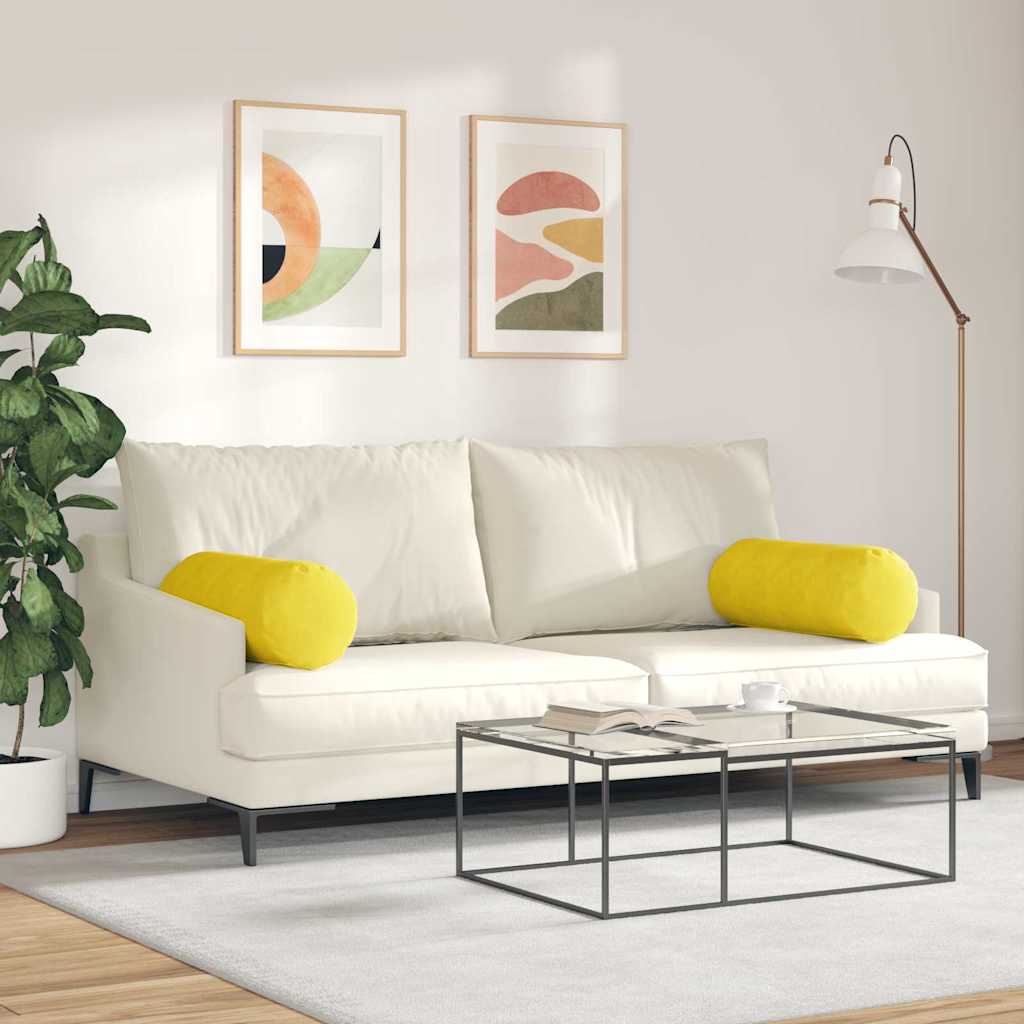 Bolsterkissen 2 Stück Gelb Ø 25 x 70 cm Cordstoff