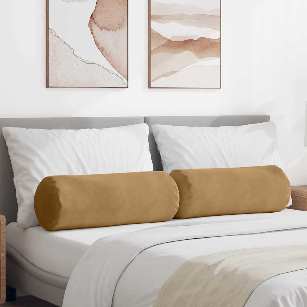 Bolsterkissen 2 Stück Braun Ø 25 x 70 cm Cordstoff