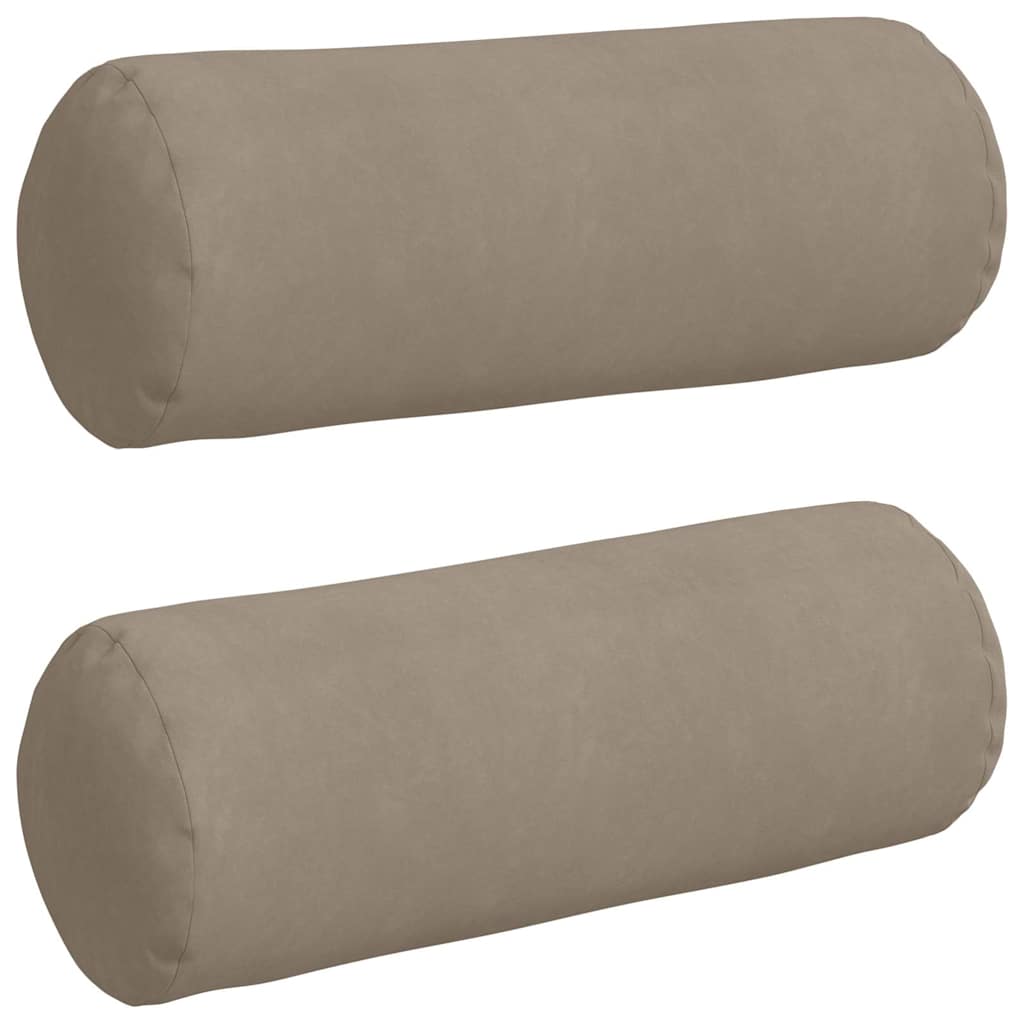 Traversins 2 pièces taupe Ø 25 x 70 cm tissu microfibre