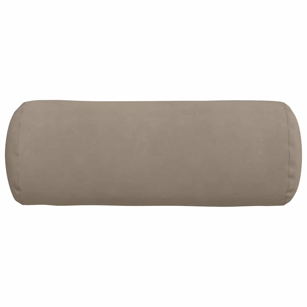 Traversins 2 pièces taupe Ø 25 x 70 cm tissu microfibre
