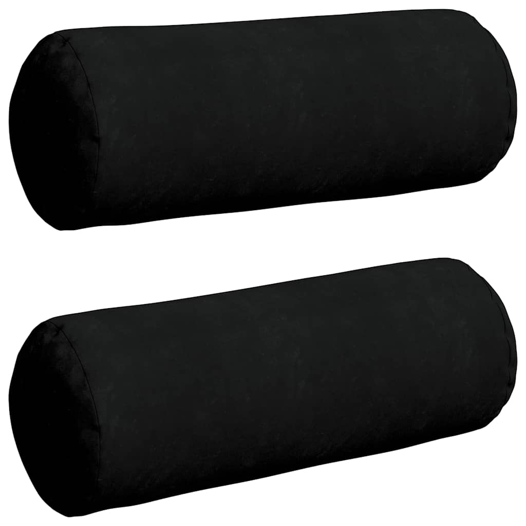 Bolster Cushions 2 Pieces Black Ø 25 x 70 cm Microfiber Fabric