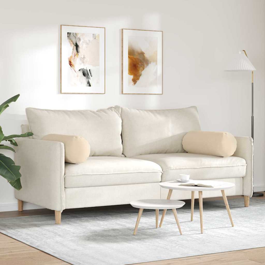 Bolster Cushions 2 Pieces Cream Ø 25 x 70 cm Microfiber Fabric