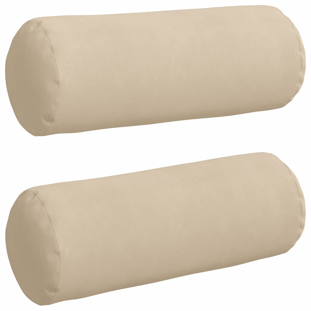 Bolster Cushions 2 Pieces Cream Ø 25 x 70 cm Microfiber Fabric