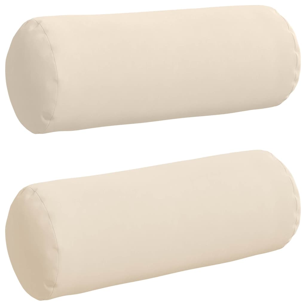 Bolster Pillows, 2 Pieces, Beige, Ø 25 x 70 cm, Microfiber Fabric