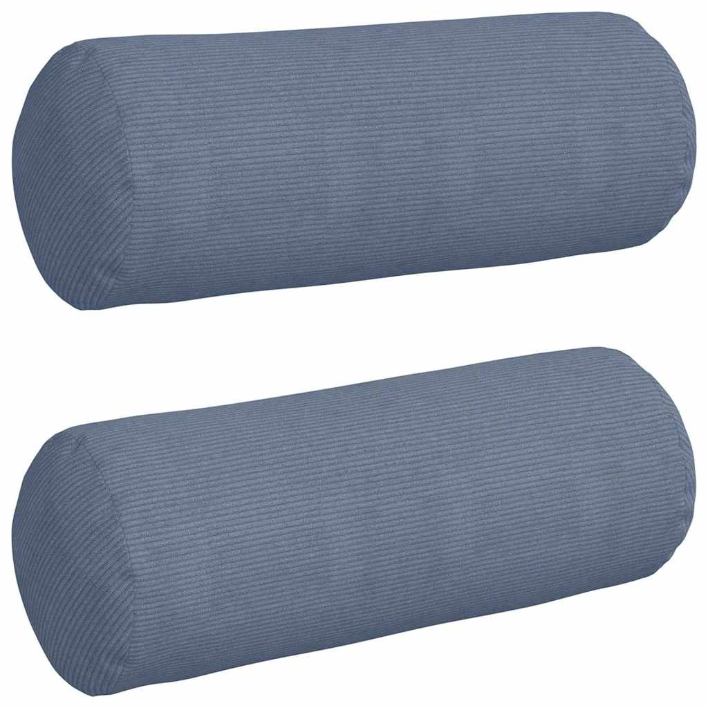 Bolster Pillows 2 Pieces Blue Ø 25 x 70 cm Corduroy Fabric