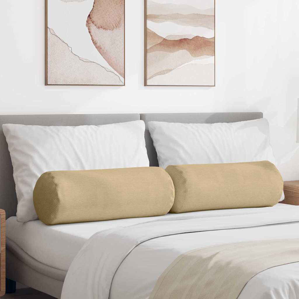 Traversins 2 pièces Gris-vert Ø 25 x 70 cm Velours côtelé