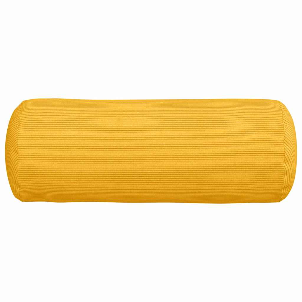 Bolster Cushions 2 Pieces Light Yellow Ø 25 x 70 cm Corduroy Fabric