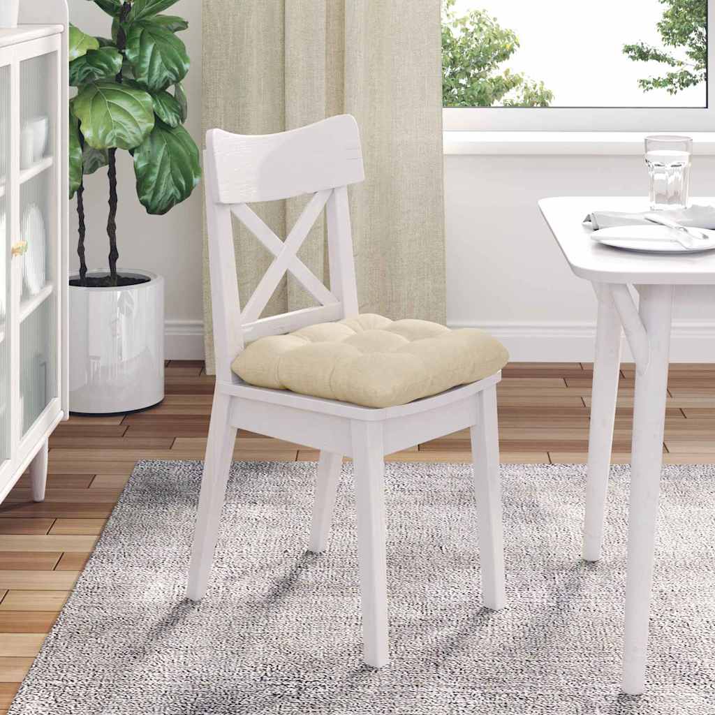 Coussins d'assise 4 pcs Crème 40 x 40 x 12 cm Tissu